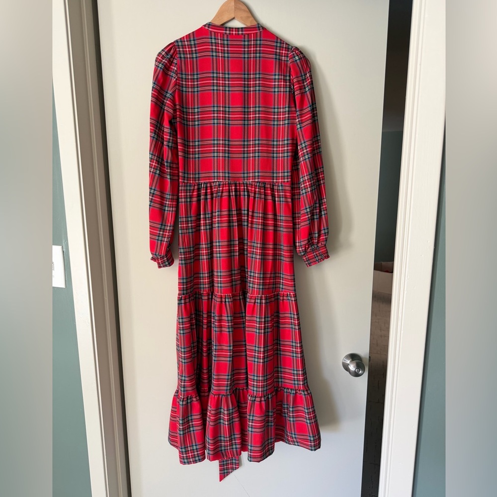 Boden Red Navy Green Plaid Dress - Picture 3 of 3